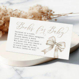 Tarjeta De Recepción Beige Bow Coquette Books para solicitud de libro d