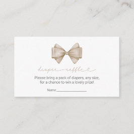 Tarjeta De Recepción Beige Bow Moderno Boho Baby Shower Diaper Raffle