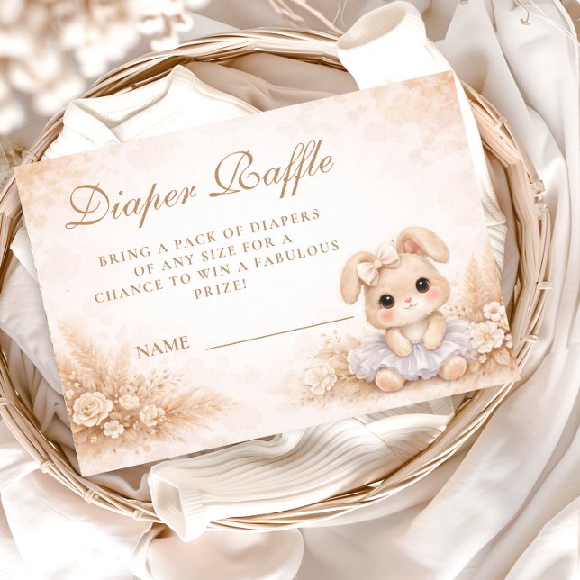 Tarjeta De Recepción Beige Bunny Floral Diapper Raffle (Subido por el creador)