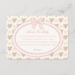 Tarjeta De Recepción Beige Melocotón Antiguo Floral Libros para Bebé In