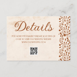 Tarjeta De Recepción Beige Mexican Wedding Details QR code