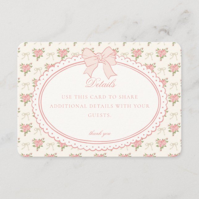 Tarjeta De Recepción Beige Peach Vintage Fancy Floral Details Card (Anverso)