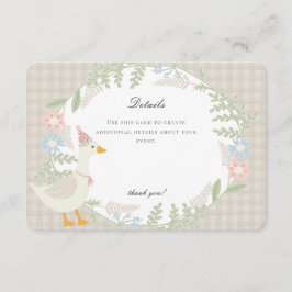 Tarjeta De Recepción Beige Silly Goose Gingham Floral Detalles