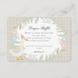 Tarjeta De Recepción Beige Silly Goose Gingham Floral Diaper Raffle