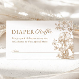 Tarjeta De Recepción Beige Toile Safari Diaper Raffle Baby Shower
