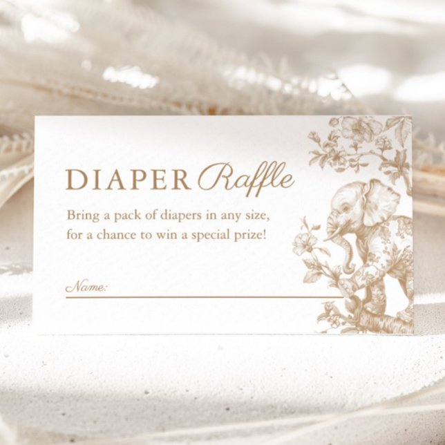 Tarjeta De Recepción Beige Toile Safari Diaper Raffle Baby Shower (Beige Toile Safari Diaper Raffle Baby Shower Enclosure Card)