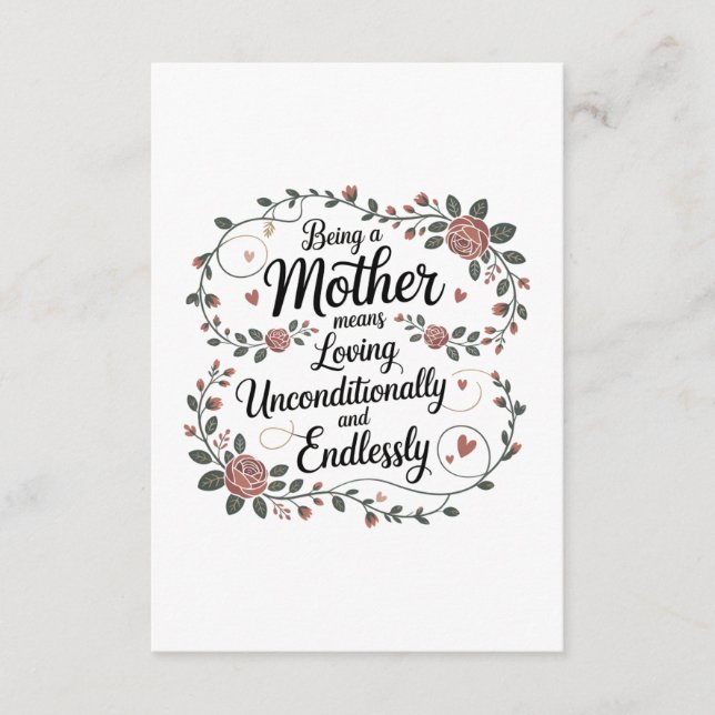 Tarjeta De Recepción Being A Mother Means Loving Unconditionally (Anverso)