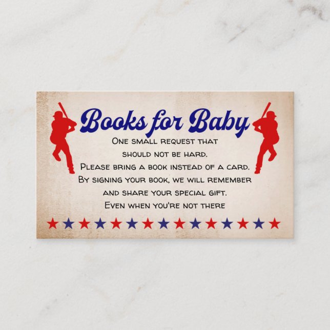 Tarjeta De Recepción Béisbol, cosecha, niño pequeño, libros para bebé (Anverso)