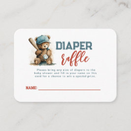 Tarjeta De Recepción Béisbol Teddy Bear Boy Bebé Showe Diaper Raffle