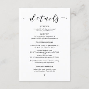 Tarjeta De Recepción Bella fuente negra, detalles Bodas