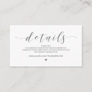 Tarjeta De Recepción Bella Gris claro, detalles del sitio web Boda
