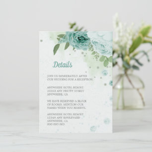 Tarjeta De Recepción bellas flores azules verde botánico