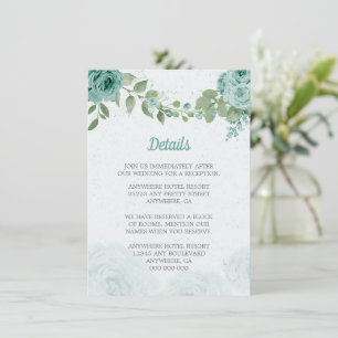 Tarjeta De Recepción bellas flores azules verde botánico