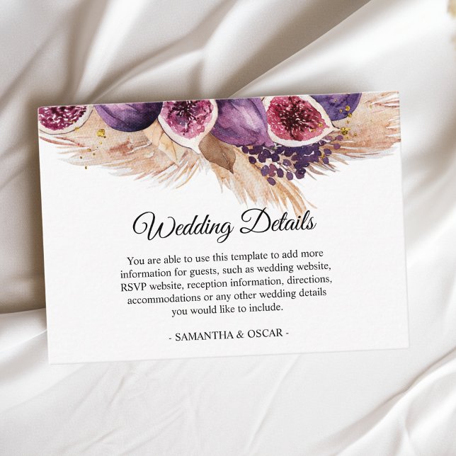 Tarjeta De Recepción Belleza de moda Higos Púrpura y Pampas (Subido por el creador)