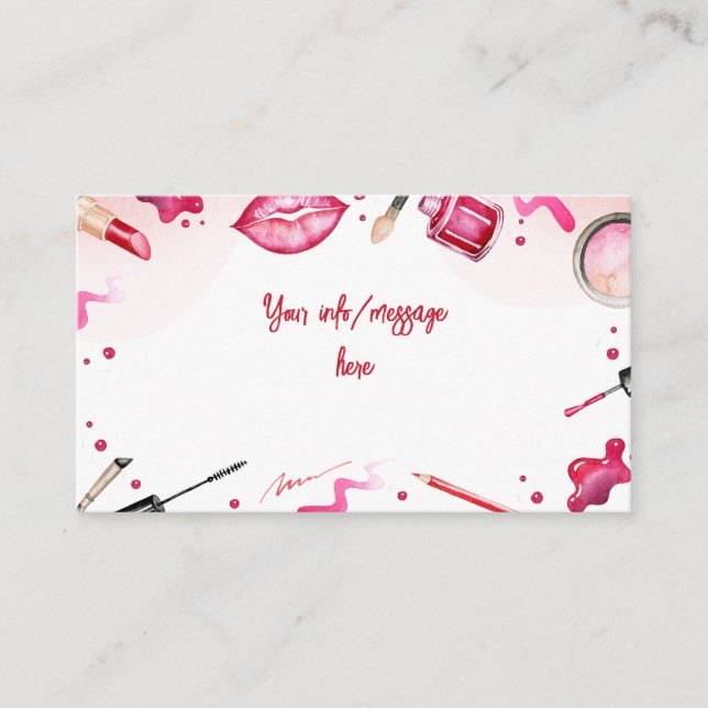 Tarjeta De Recepción Belleza y maquillaje cumpleaños (Anverso)