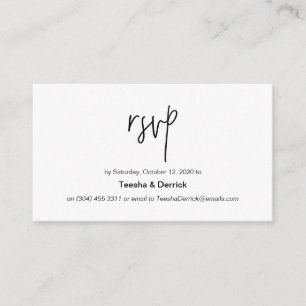 Tarjeta De Recepción Bello minimalismo tinta negra, Wedding RSVP