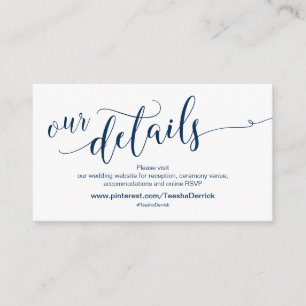 Tarjeta De Recepción Beltifu Marina Azul, Boda Detalles del sitio web