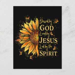 Tarjeta De Recepción Bendecido Por Dios - Amado Por Jesús, Girasol