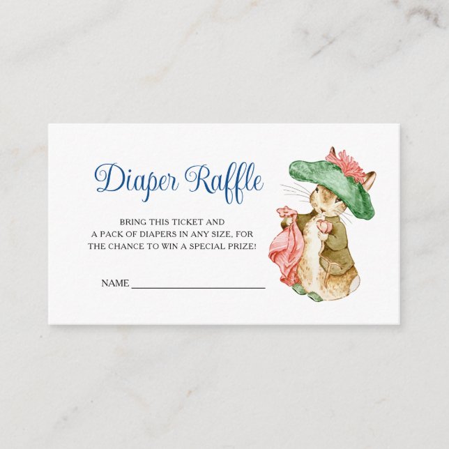 Tarjeta De Recepción Benjamin Bunny Baby Shower Diaper Raffle (Anverso)
