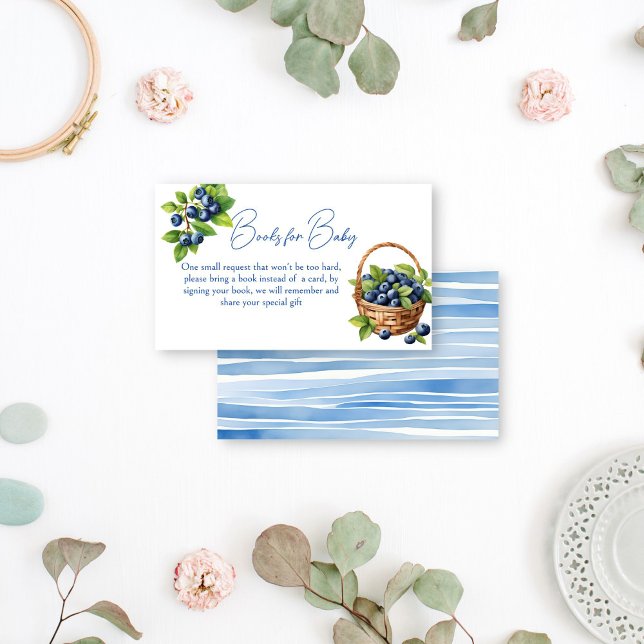 Tarjeta De Recepción Berry de Blueberry, leche de bebé, solicitud (Blueberry berry sweet baby shower books request enclosure card books for baby gender neutral summer)