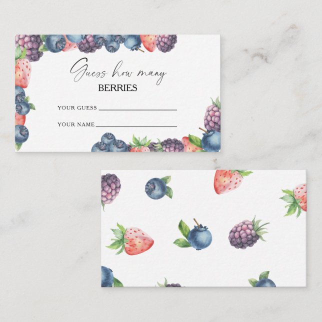 Tarjeta De Recepción Berry dulce - adivinen cuántos bayas de juego de n (Anverso / Reverso)