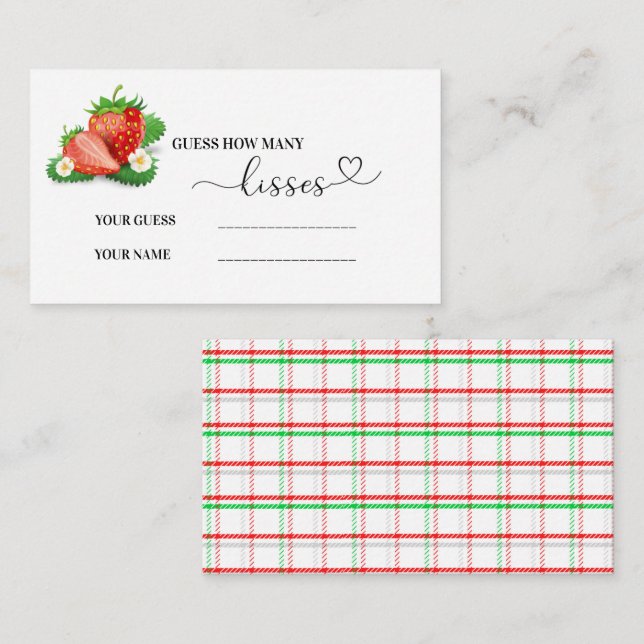 Tarjeta De Recepción Berry dulce baby ducha cuántos besos (Anverso / Reverso)