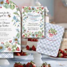 Berry Sweet Baby Boy Strawberry Bee Diaper Raffle