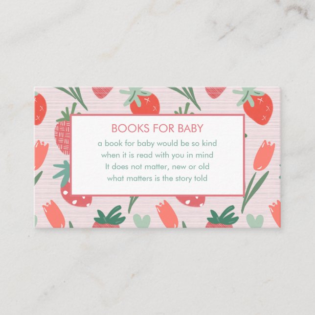 Tarjeta De Recepción Berry Sweet Baby Shower Book Request Response Card (Anverso)