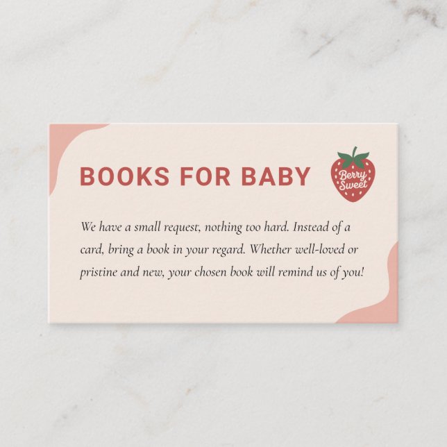 Tarjeta De Recepción Berry Sweet Baby Shower Books para el bebé (Anverso)