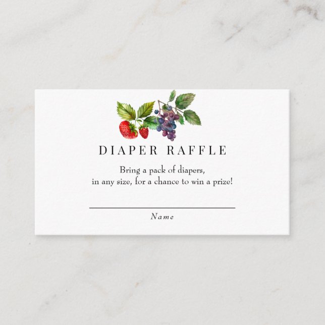 Tarjeta De Recepción Berry Sweet Baby Shower Diaper Raffle (Anverso)