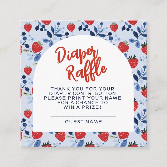 Tarjeta De Recepción Berry Sweet Baby Shower Diaper Raffle (Anverso)