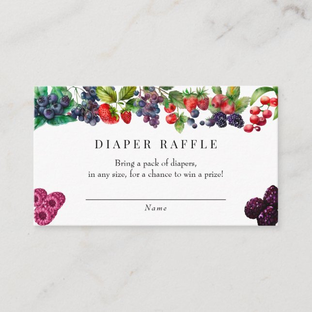 Tarjeta De Recepción Berry Sweet Baby Shower Diaper Raffle (Anverso)