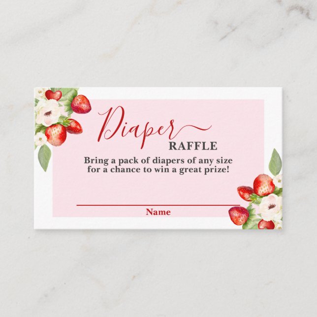 Tarjeta De Recepción Berry Sweet Baby Shower Diaper Raffle Card (Anverso)