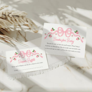 Tarjeta De Recepción Berry Sweet Baby Shower Pink Bow Books para el beb
