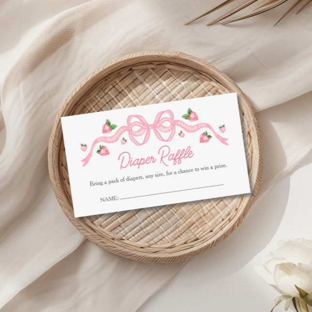 Tarjeta De Recepción Berry Sweet Baby Shower Pink Bow Diaper Raffle (Subido por el creador)