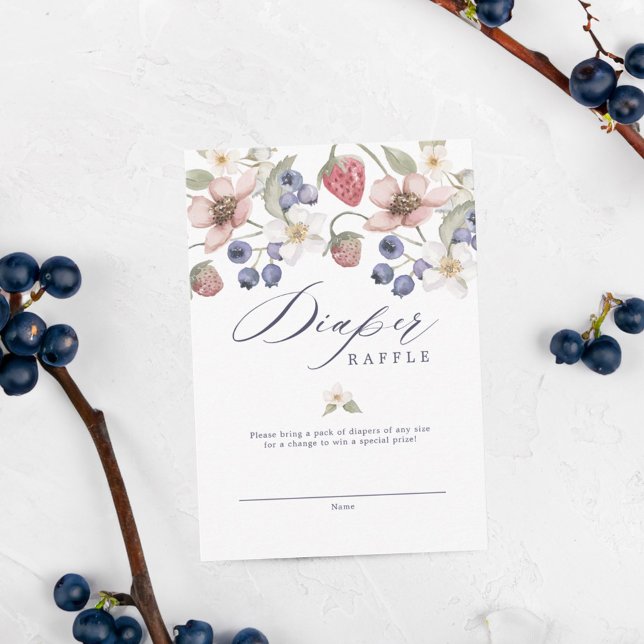 Tarjeta De Recepción Berry Sweet Baby Shower Wild Berries & Flowers (Berry Sweet Baby Shower Wild Berries & Flowers Enclosure Card)