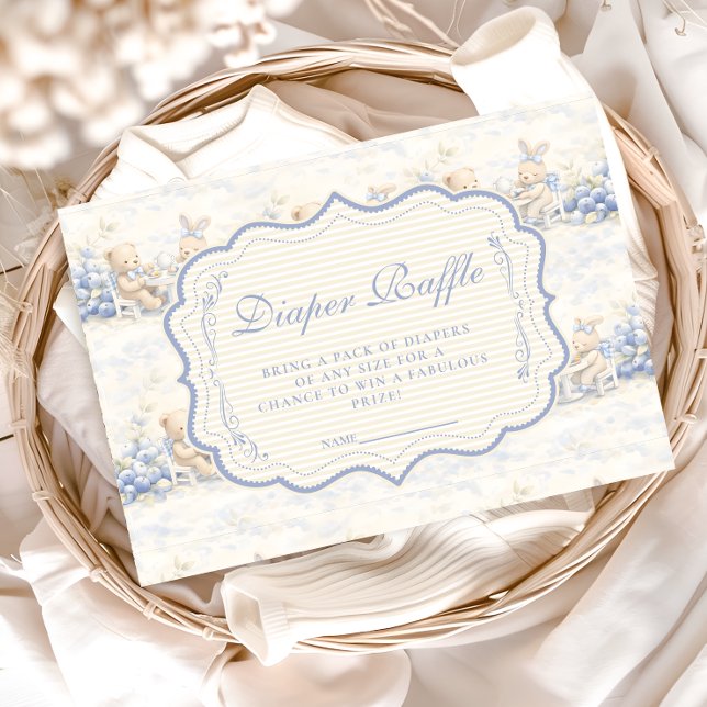 Tarjeta De Recepción Berry Sweet Blue Toile Nursery Diapper Raffle (Subido por el creador)
