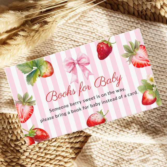 Tarjeta De Recepción Berry Sweet Books for Baby Insert Card (Cute Strawberries books for baby insert card)
