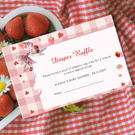 Tarjeta De Recepción Berry Sweet Checkered Coquette Diaper Raffle
