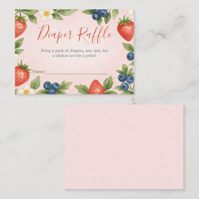 Tarjeta De Recepción Berry Sweet Rustic Design Diaper Raffle Card (Anverso / Reverso)