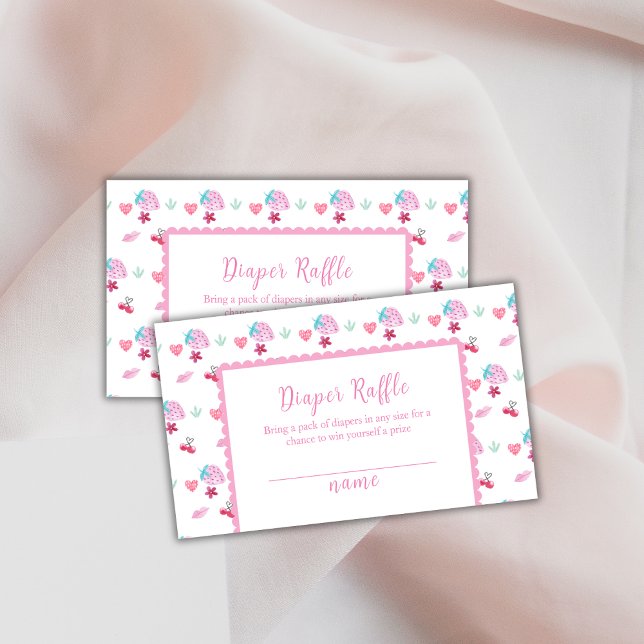 Tarjeta De Recepción Berry Sweet SCariño Diaper Raffle Baby Shower (Berry Sweet Sweetheart Diaper Raffle Baby Shower Enclosure Card)