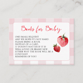 Tarjeta De Recepción Berry Sweet Strawberry Baby Shower Book Request