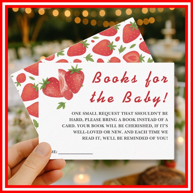 Tarjeta De Recepción Berry Sweet Strawberry Baby Shower Books para el b (Subido por el creador)