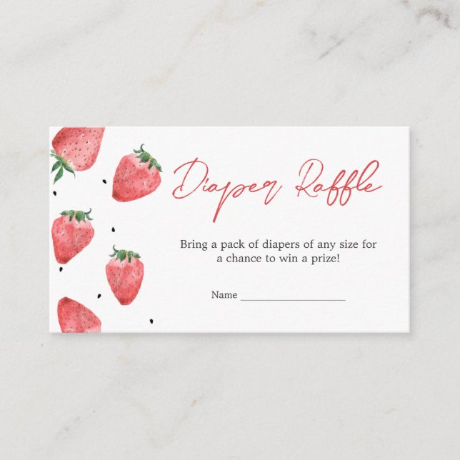 Tarjeta De Recepción Berry Sweet Strawberry Baby Shower Diaper Raffle (Anverso)