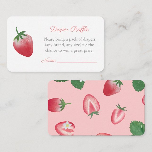 Tarjeta De Recepción Berry Sweet Strawberry Baby Shower Diaper Raffle (Anverso / Reverso)