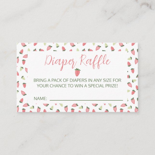 Tarjeta De Recepción Berry Sweet Strawberry Baby Shower Diaper Raffle (Anverso)