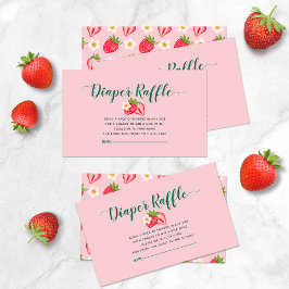 Tarjeta De Recepción Berry Sweet Strawberry Baby Shower Diaper Raffle