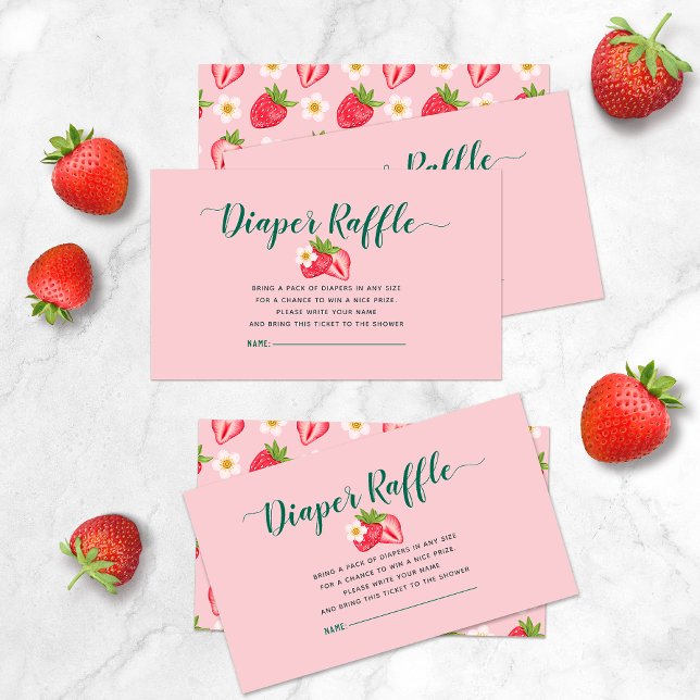 Tarjeta De Recepción Berry Sweet Strawberry Baby Shower Diaper Raffle (Subido por el creador)