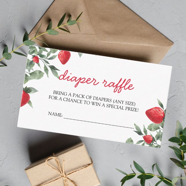 Tarjeta De Recepción Berry Sweet Strawberry Baby Shower Diaper Raffle (Subido por el creador)