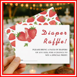 Tarjeta De Recepción Berry Sweet Strawberry Baby Shower Diaper Raffle